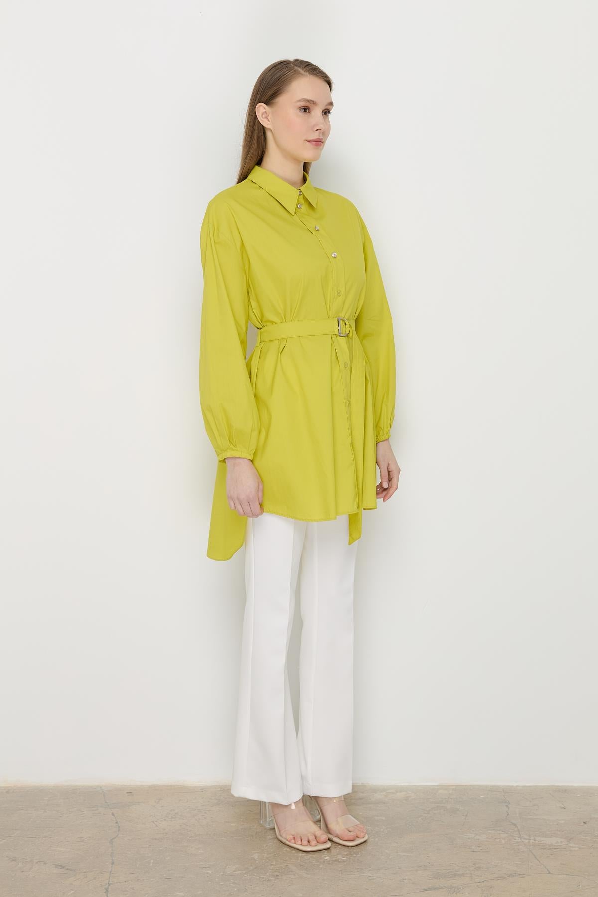 Beli Kemerli Asimetrik Tunik Asit