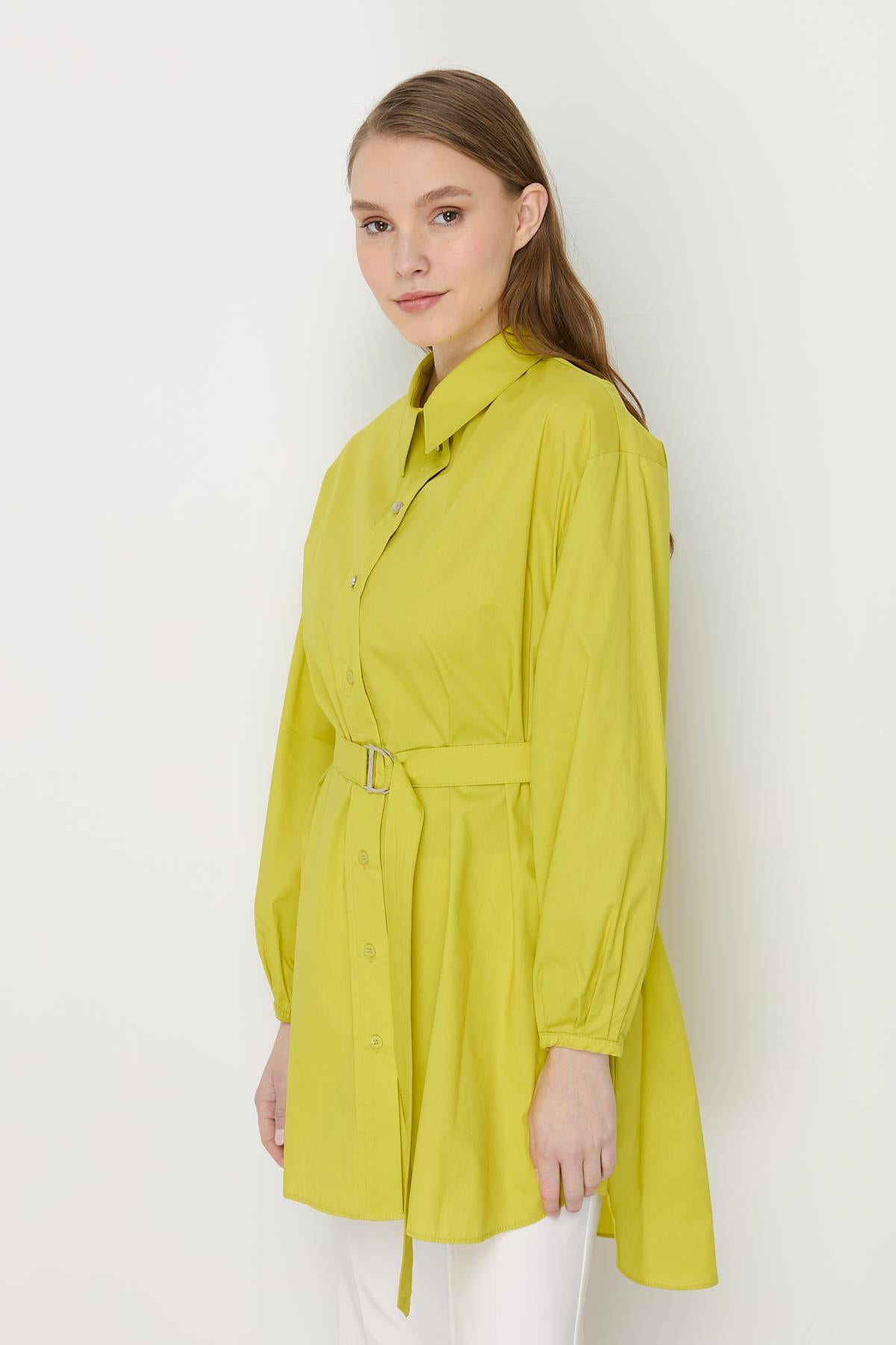 Beli Kemerli Asimetrik Tunik Asit