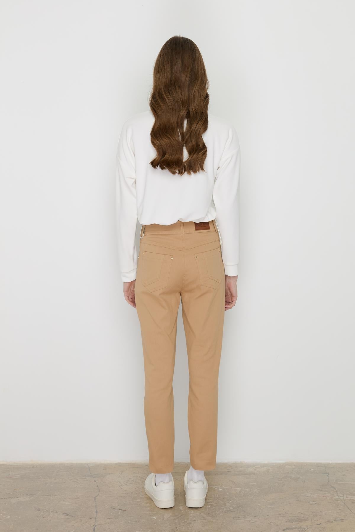Dar Paça Kanvas Pantolon Camel