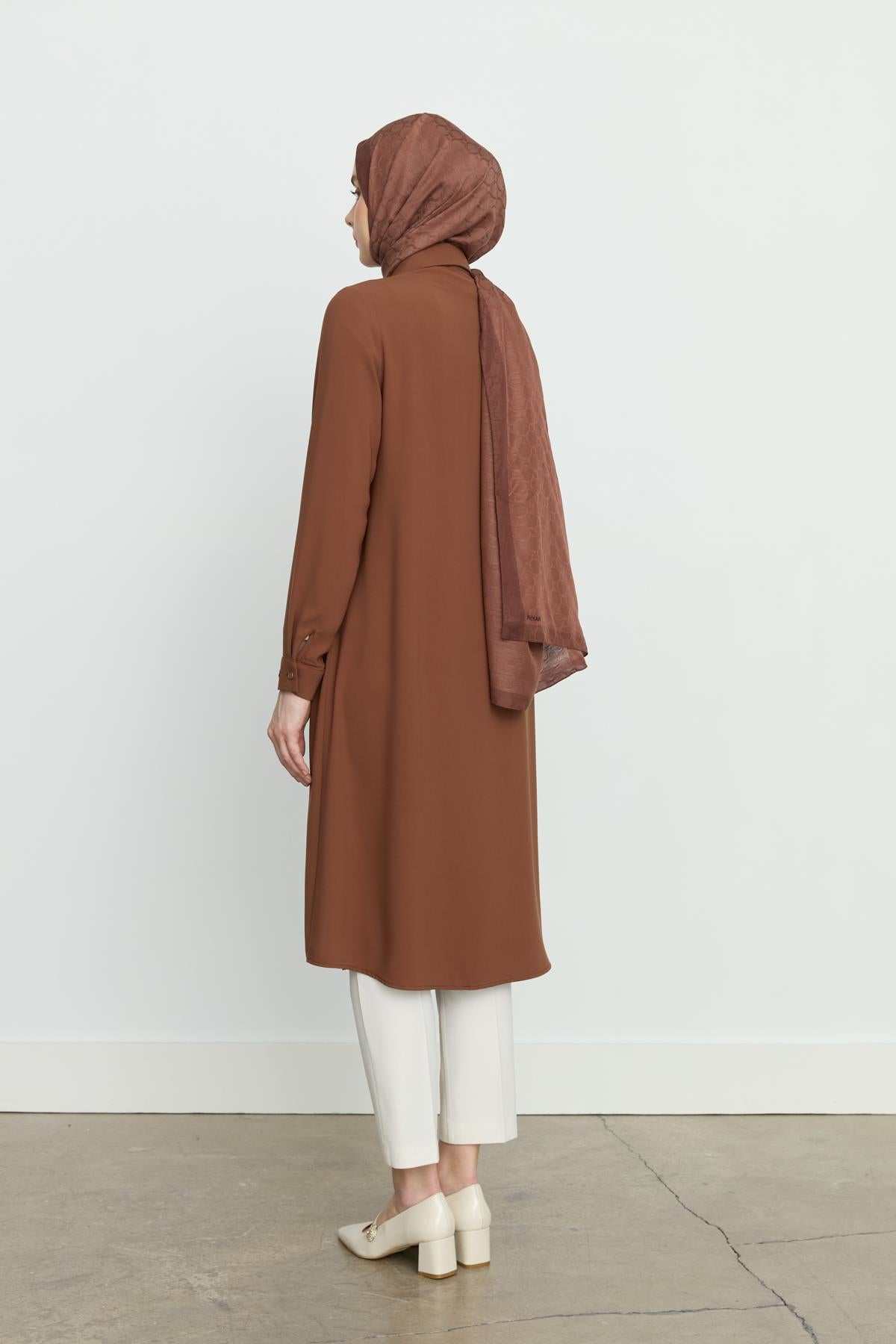 Gömlek Yaka Basic Tunik Taba