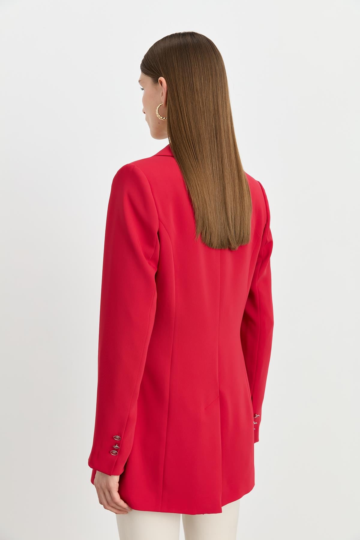 Kırlangıç Yaka Blazer Ceket Bordo