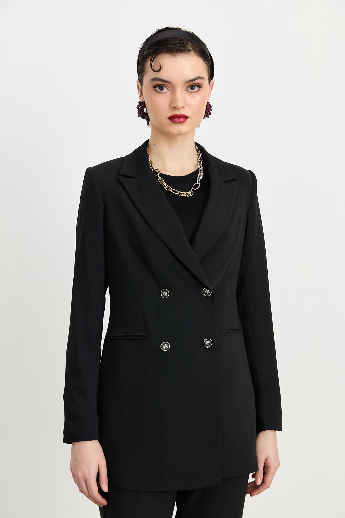 Kırlangıç Yaka Blazer Ceket Siyah