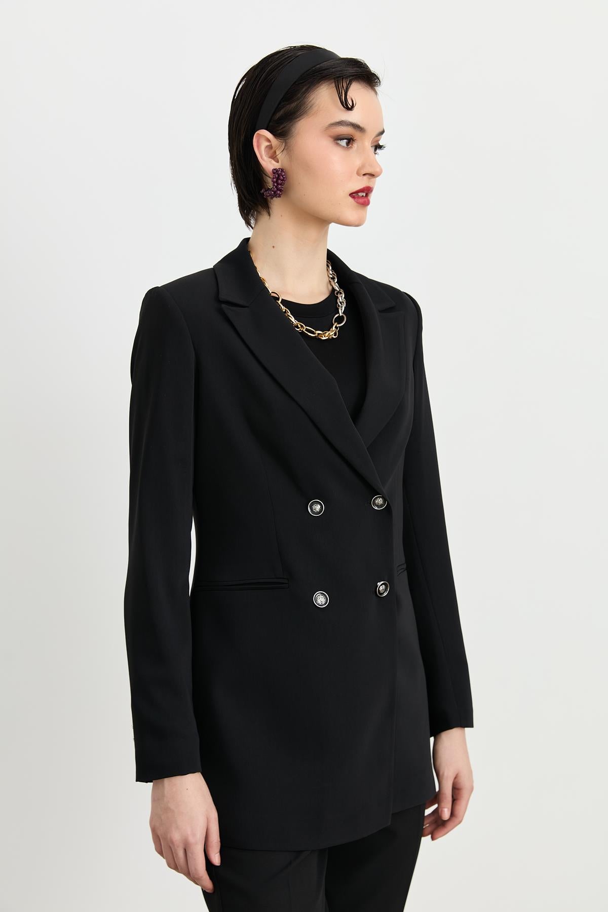 Kırlangıç Yaka Blazer Ceket Siyah