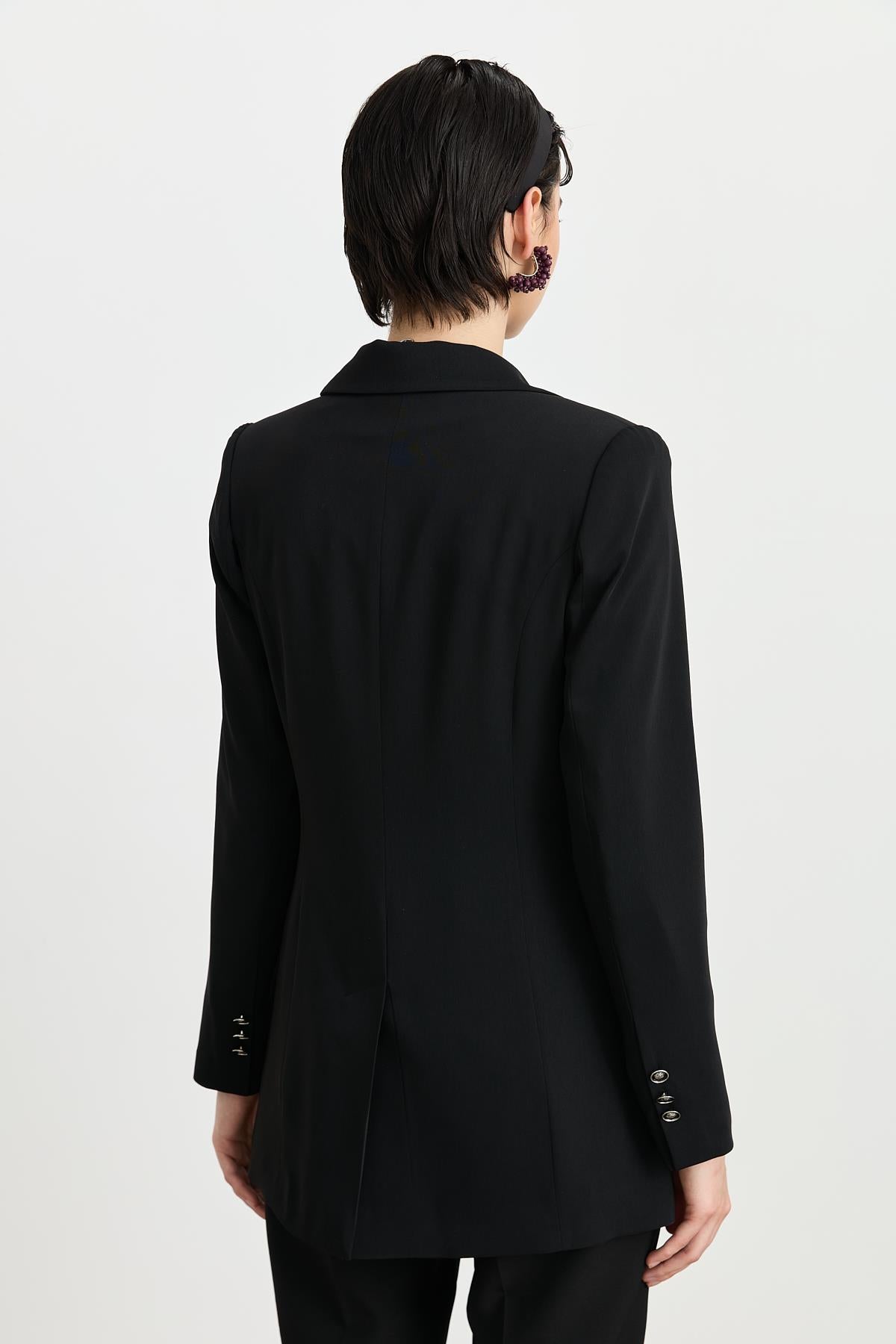 Kırlangıç Yaka Blazer Ceket Siyah