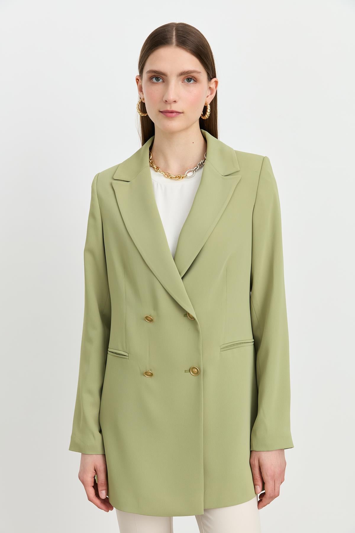 Kırlangıç Yaka Blazer Ceket Yeşil