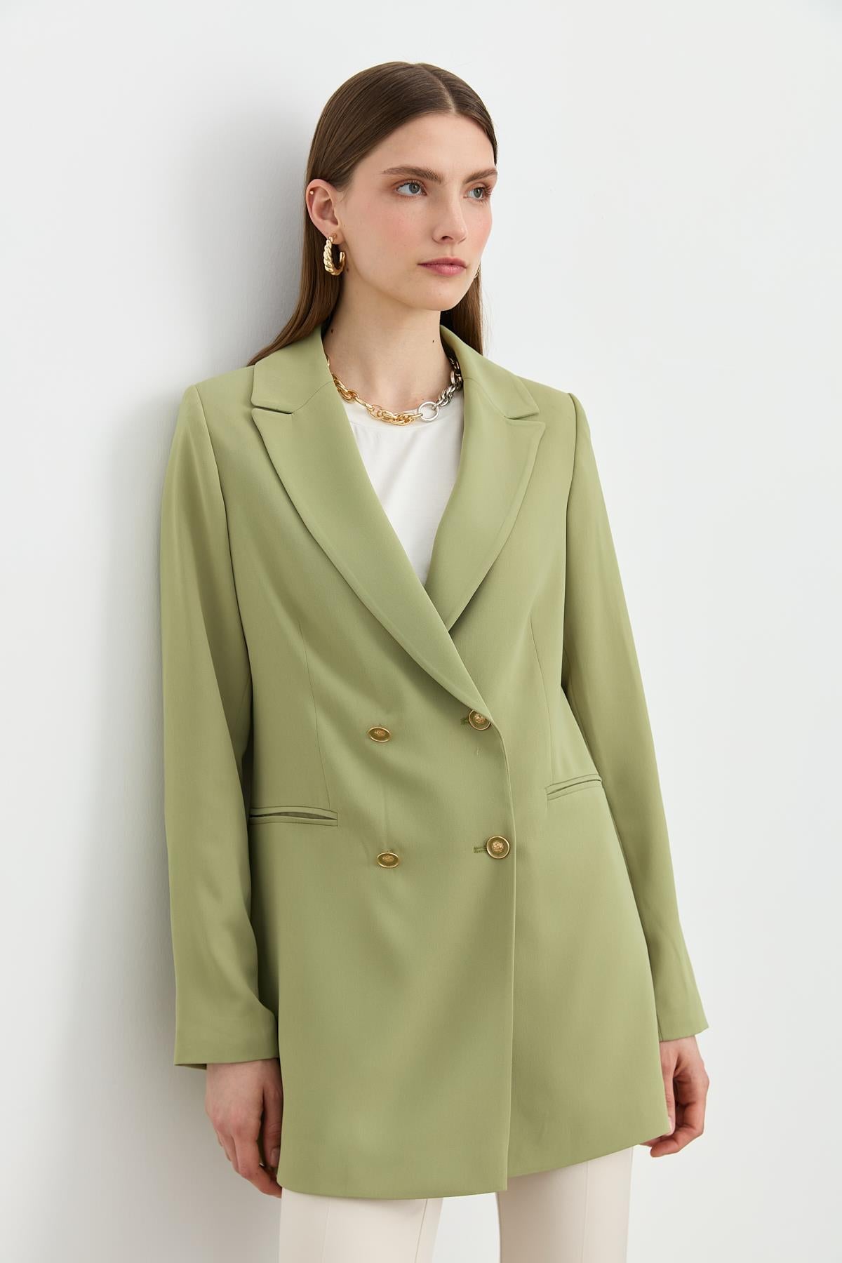 Kırlangıç Yaka Blazer Ceket Yeşil
