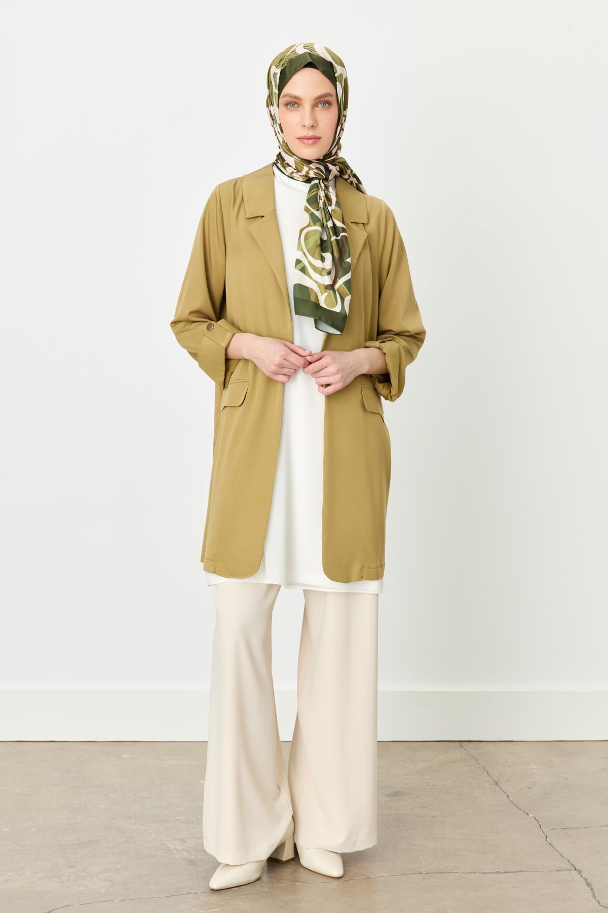 Kolu Katlanılabilir Blazer Ceket Olive