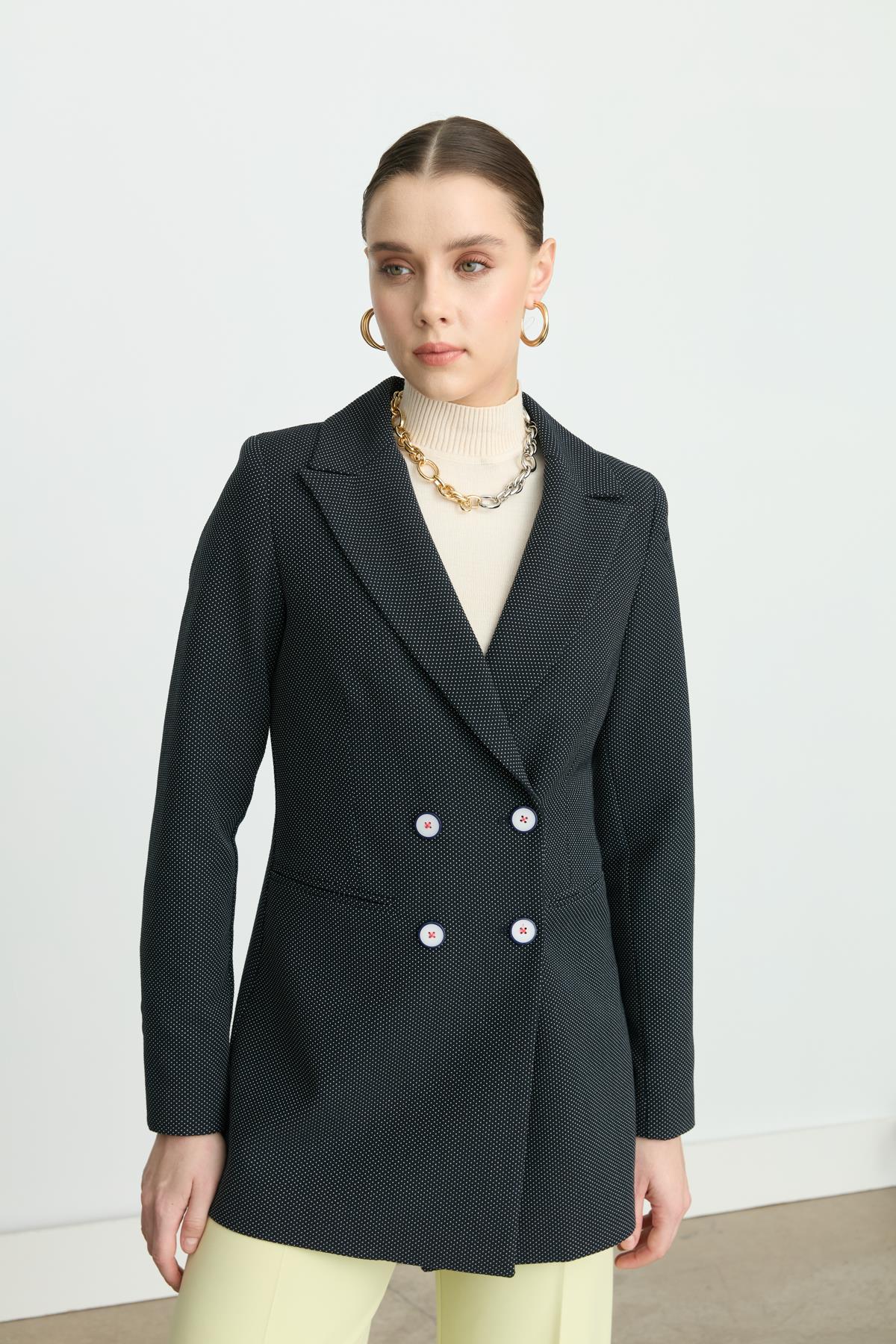 Kruvaze Blazer Ceket Lacivert