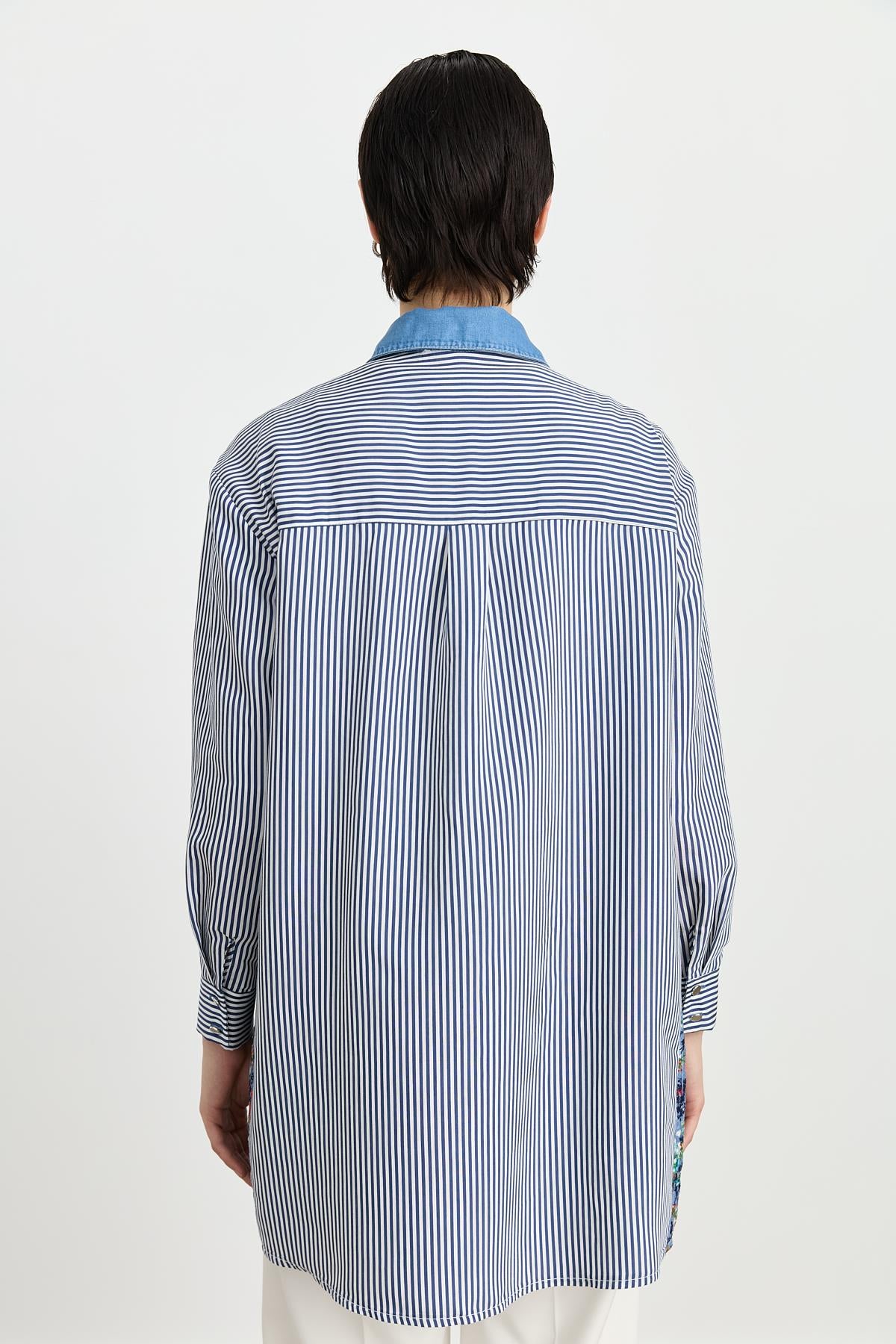 Kumaş Mixli Tencel Tunik İndigo