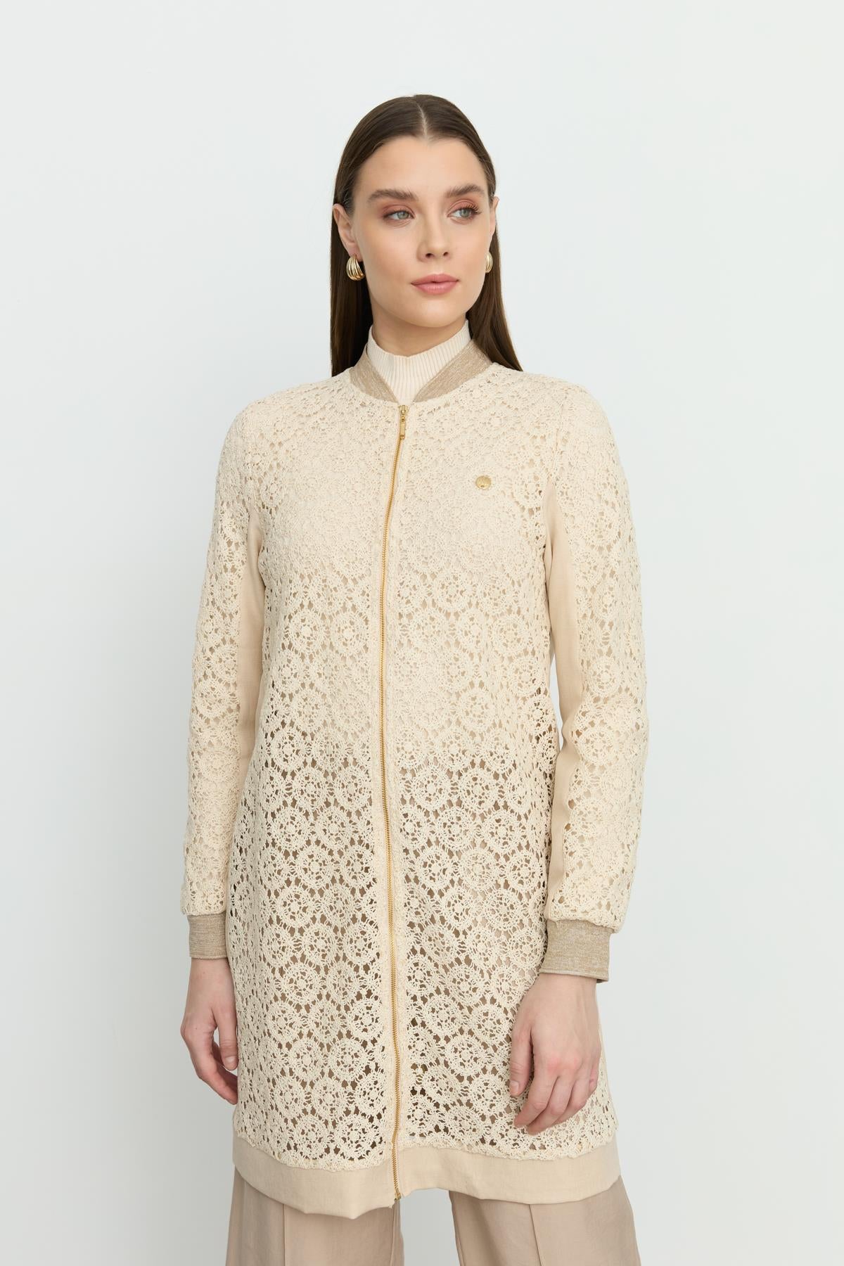Makrome Bomber Ceket Bej