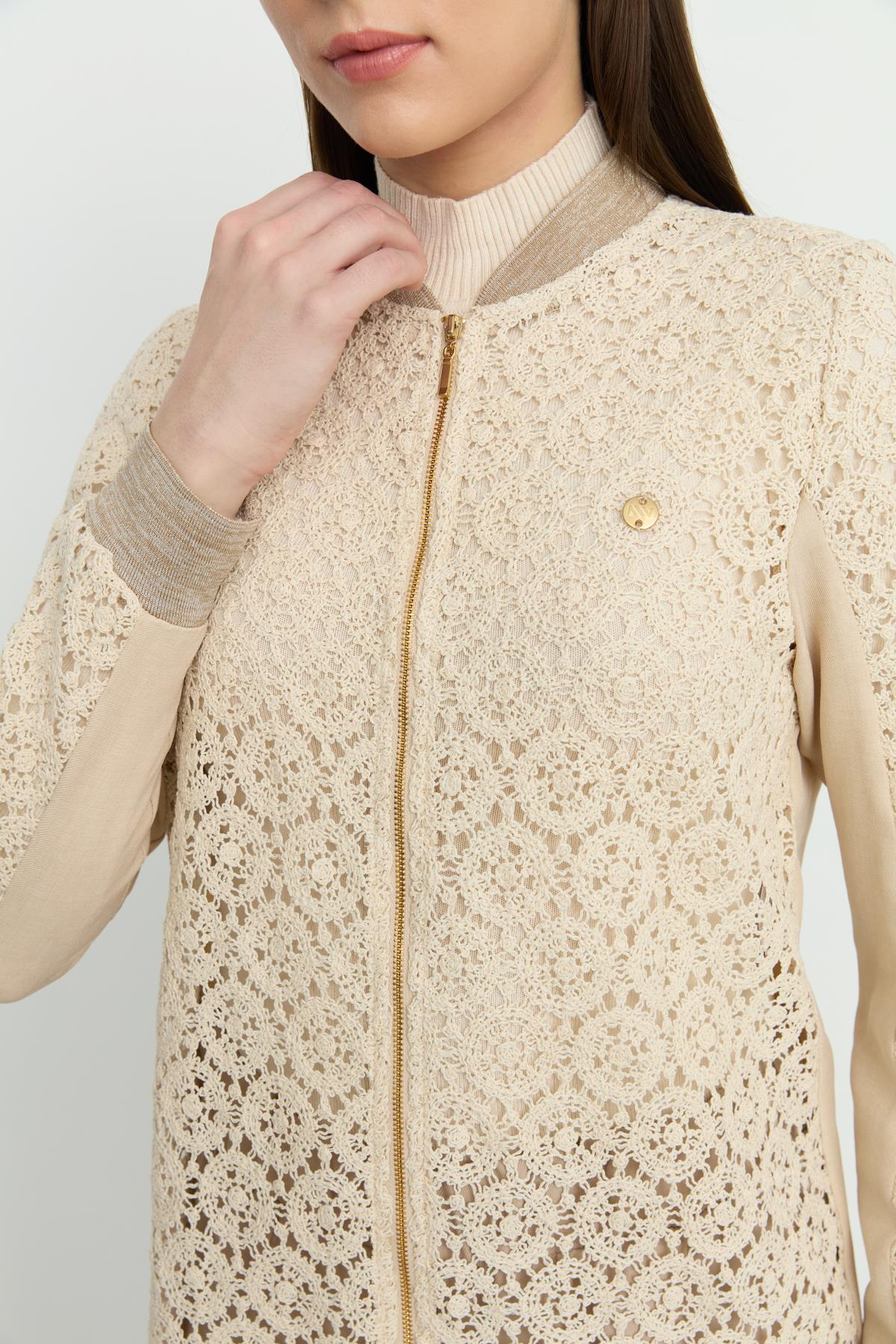 Makrome Bomber Ceket Bej
