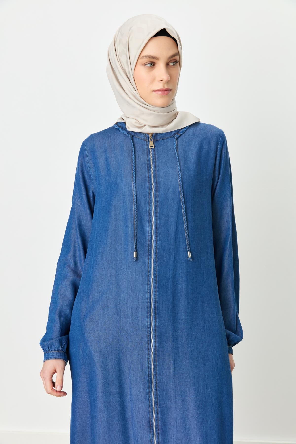 Rahat Kalıp Tencel Ferace İndigo