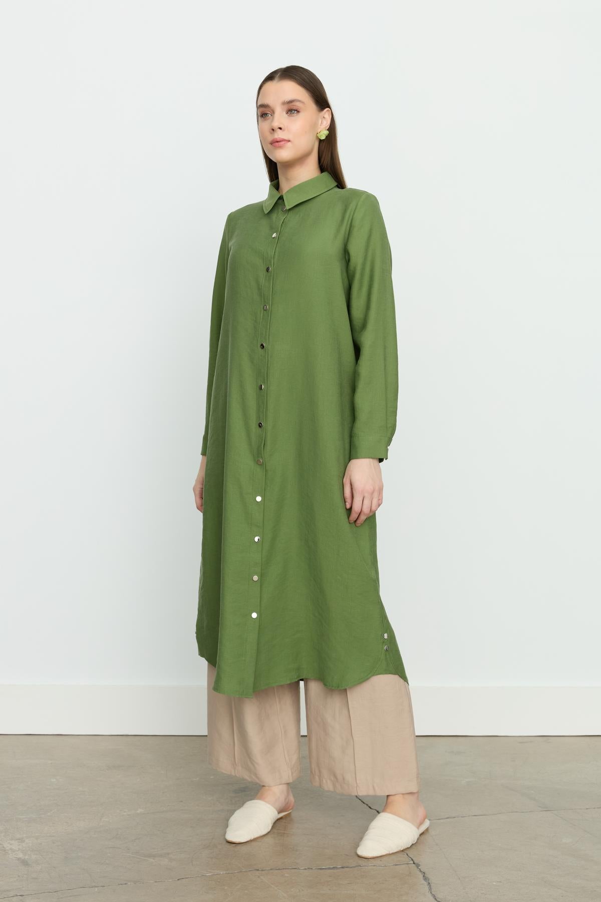 Simetrik Dikiş Detaylı Tencel Tunik Amazon