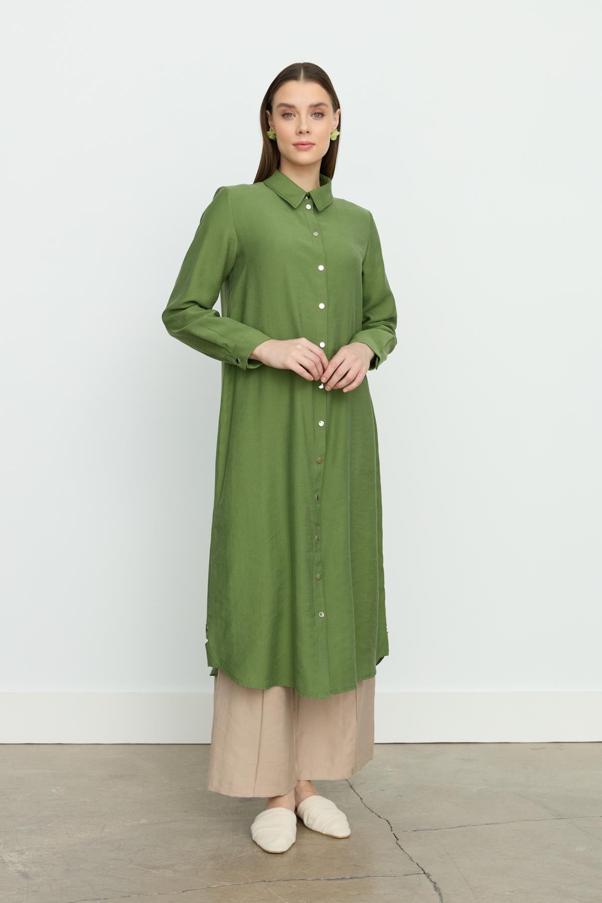 Simetrik Dikiş Detaylı Tencel Tunik Amazon