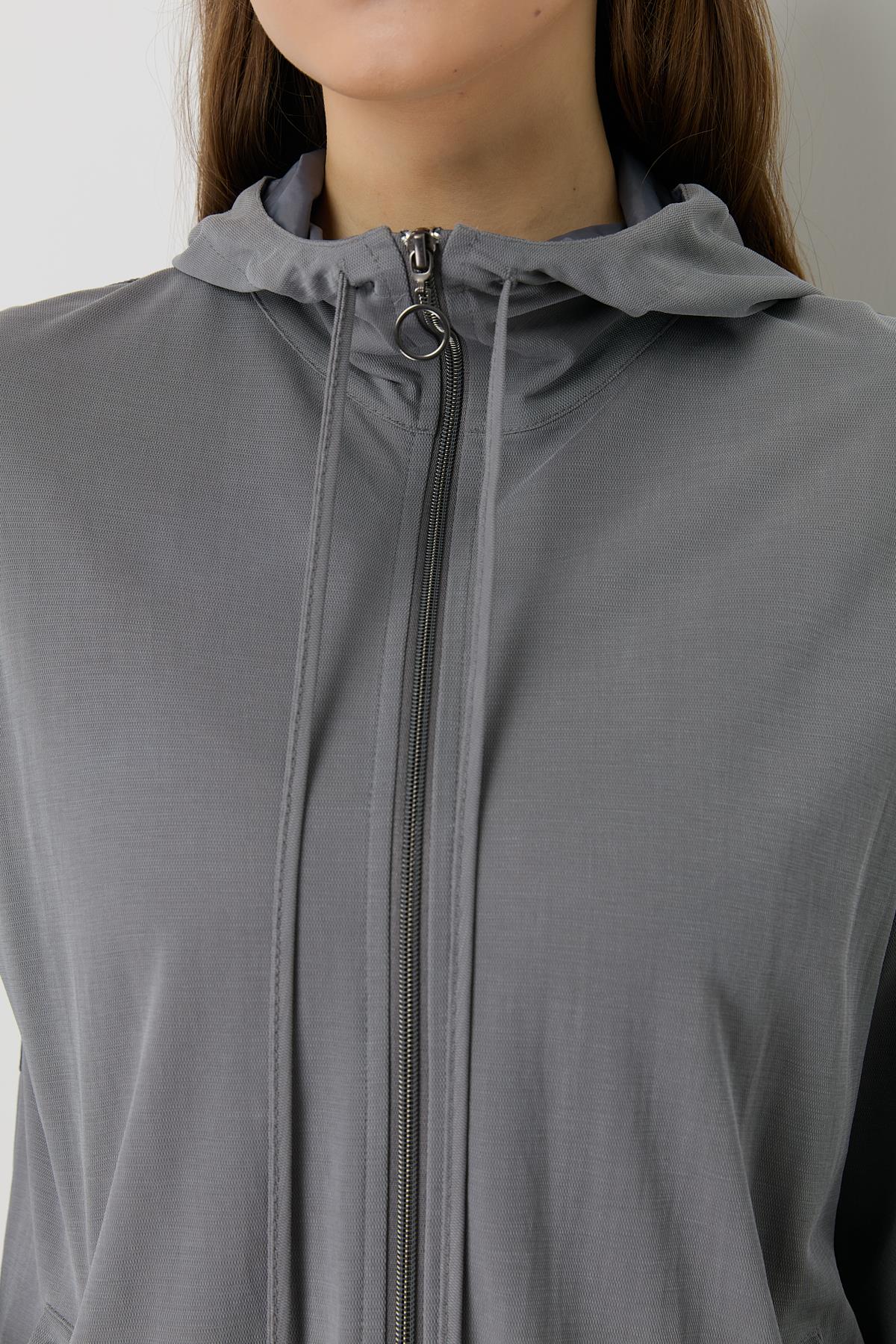 Spor Mix Kumaş Detaylı Pantolon Tunik Takım Gri