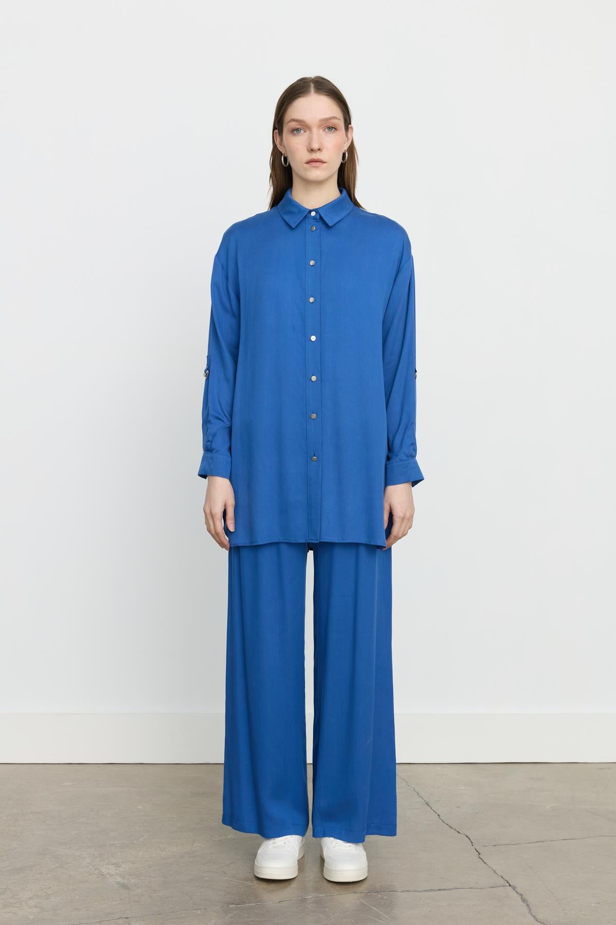 Tencel Pantolon Tunik Takım İndigo