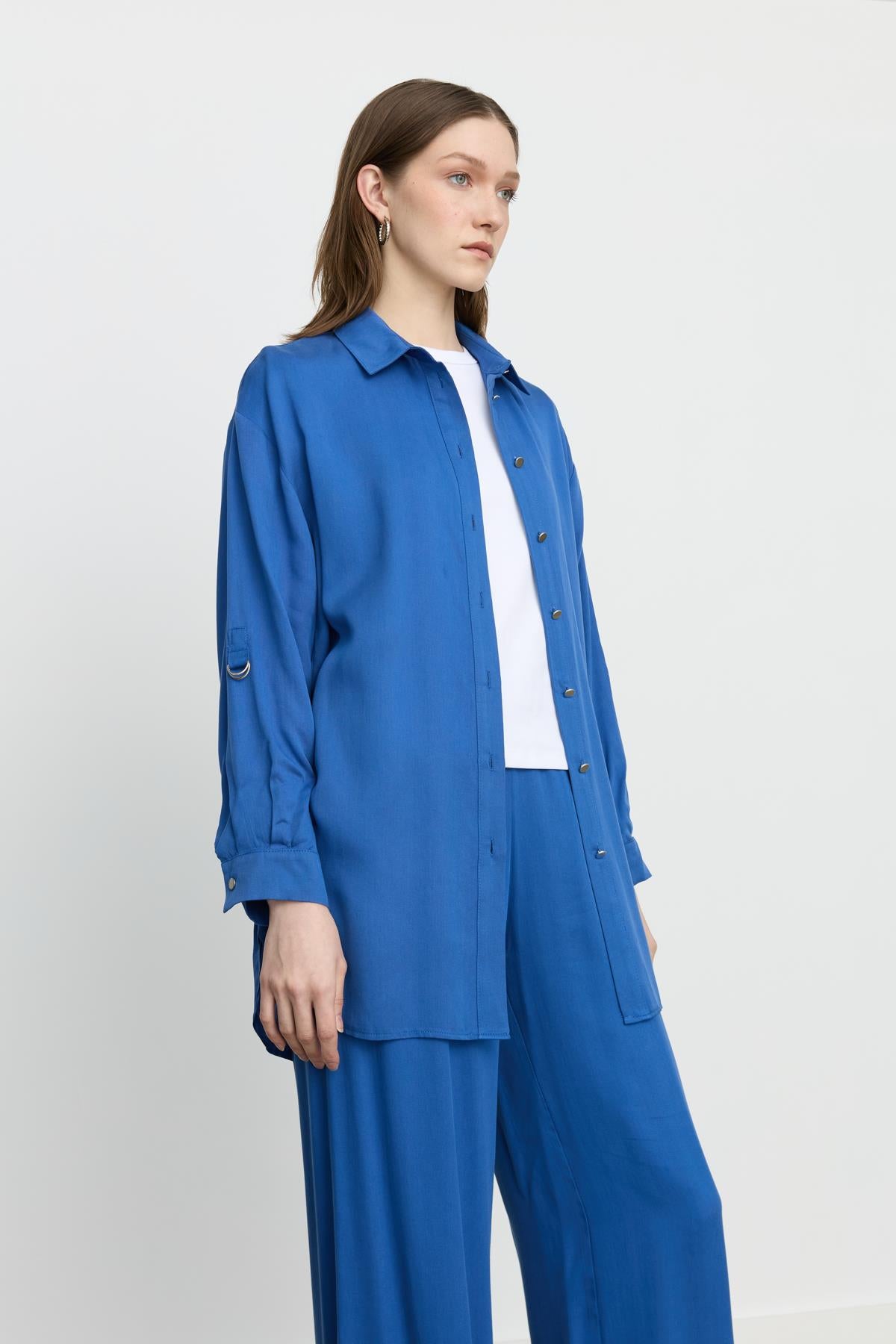 Tencel Pantolon Tunik Takım İndigo