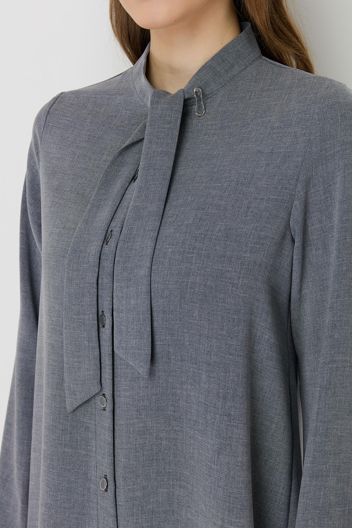 Yakası Bağlamalı Basic Tunik Siyah