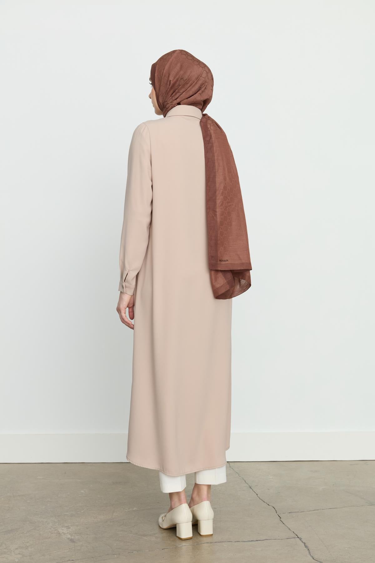 Yanları Yırtmaçlı Basic Tunik Bej