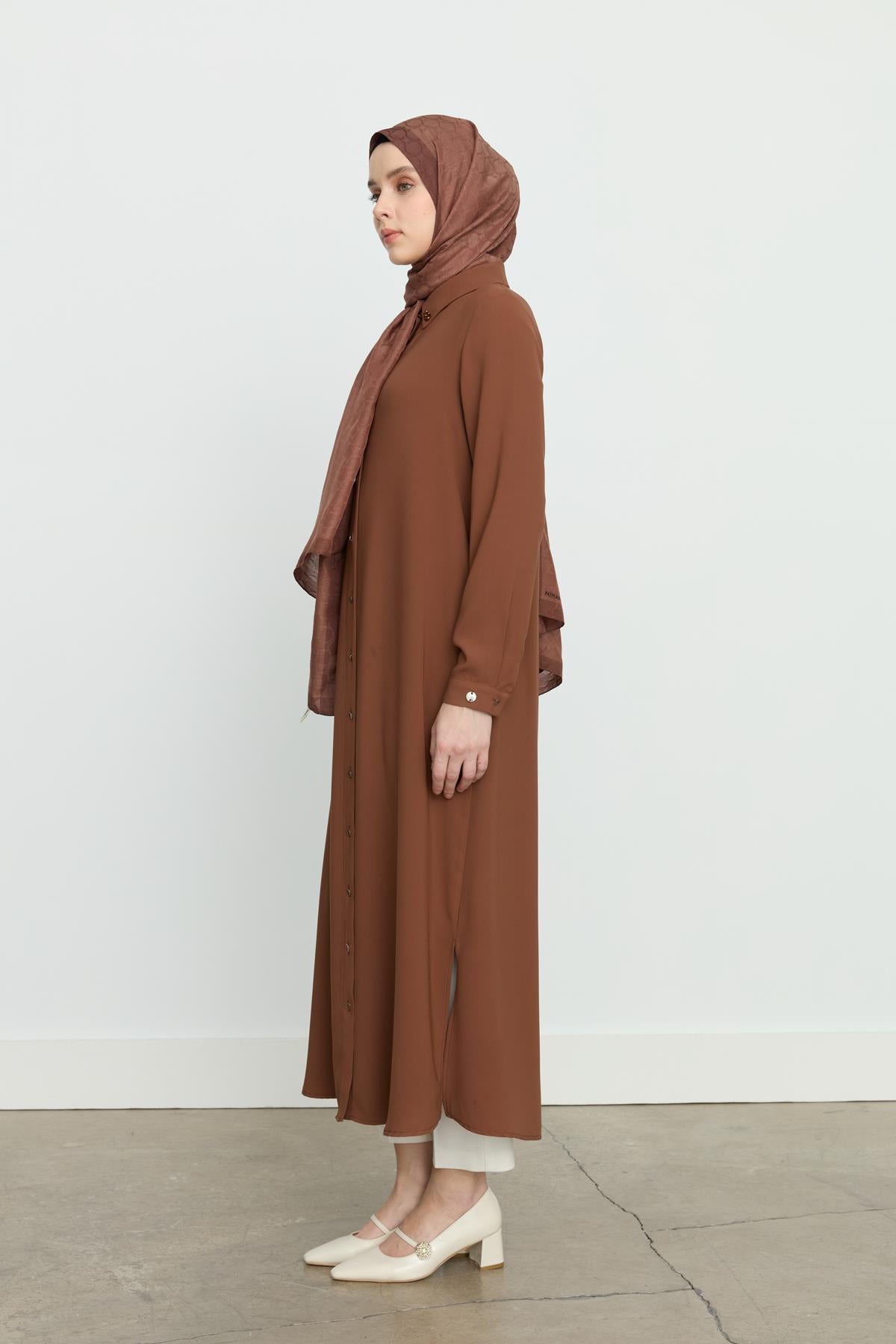 Yanları Yırtmaçlı Basic Tunik Taba