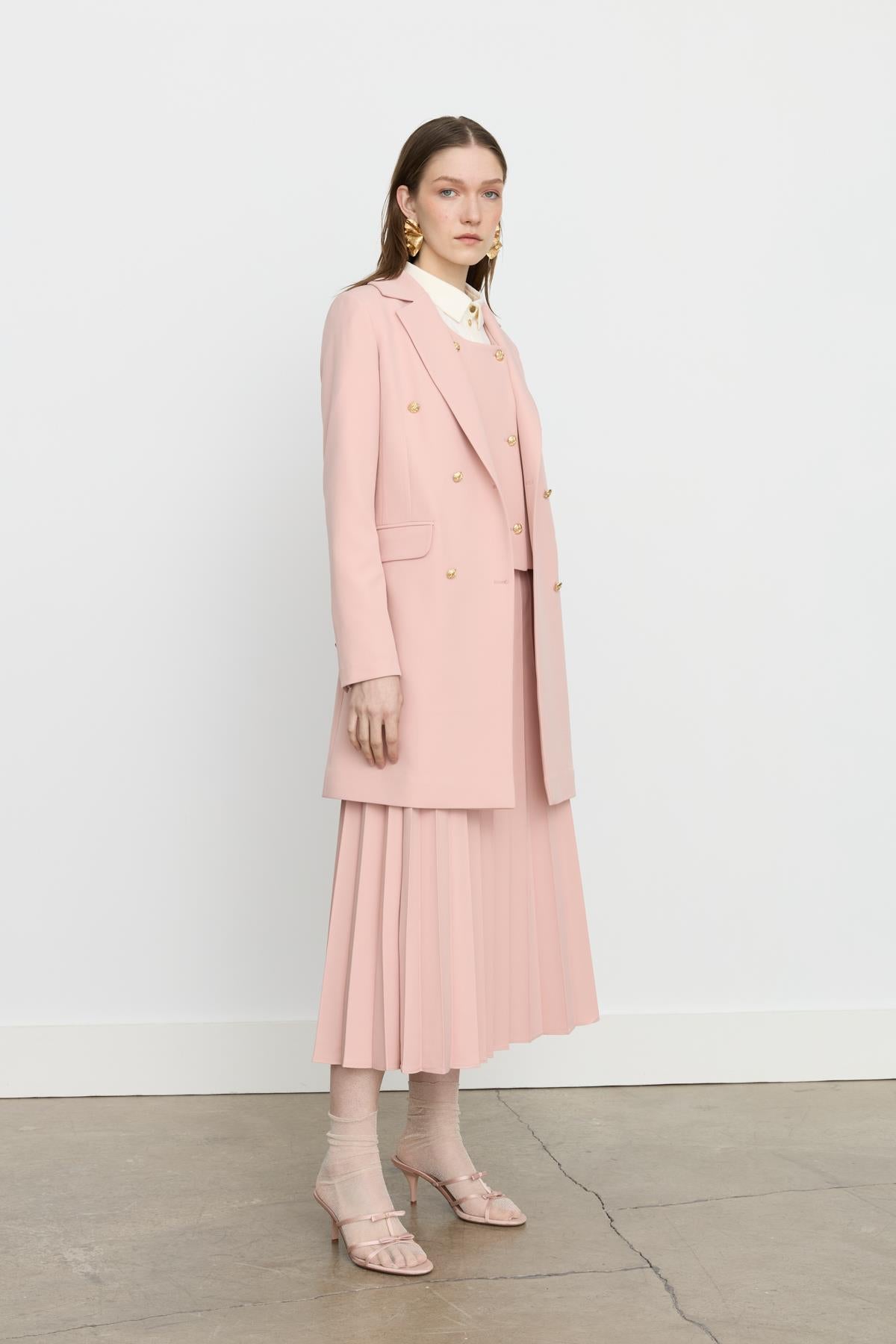 Kruvaze Kapama Blazer Ceket Somon