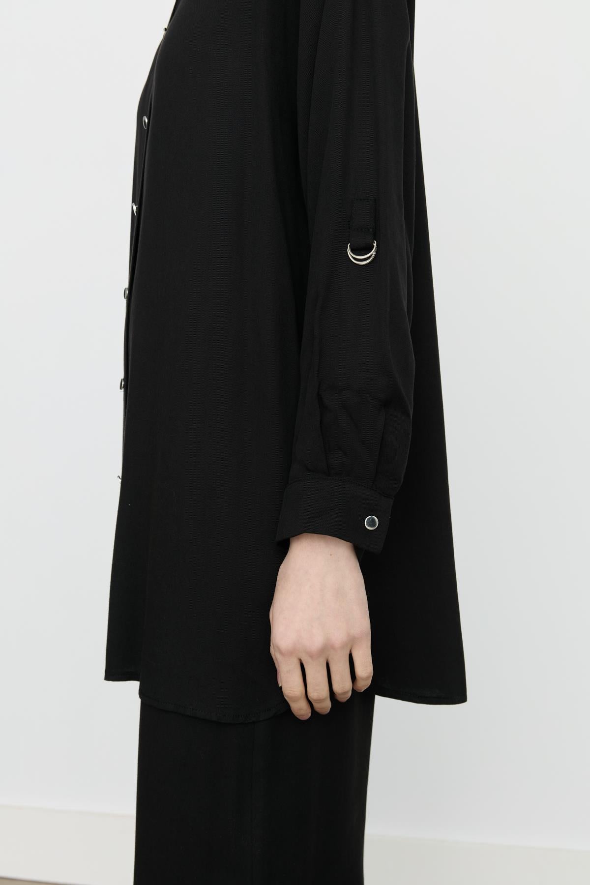 Tencel Pantolon Tunik Takım Siyah